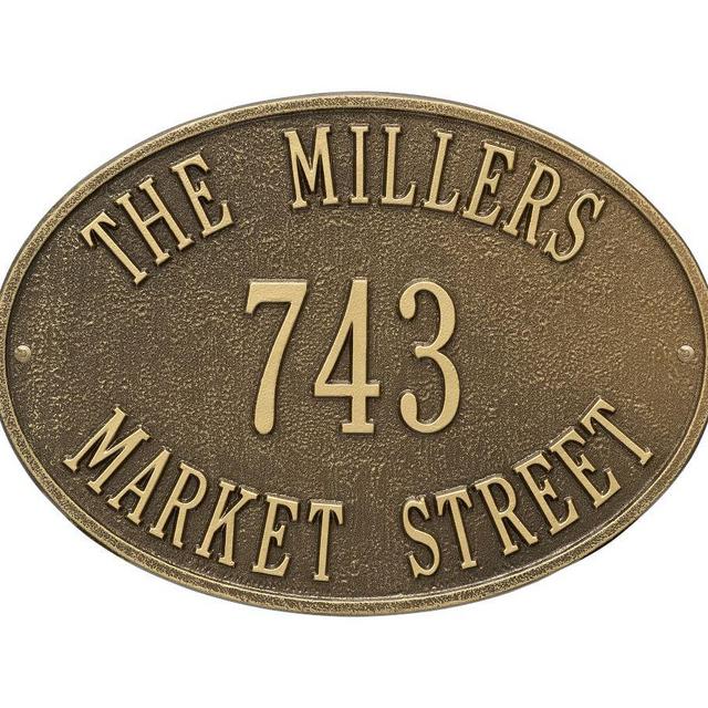 Hawthorne Oval Standard Wall, Three Line - Antique Brass