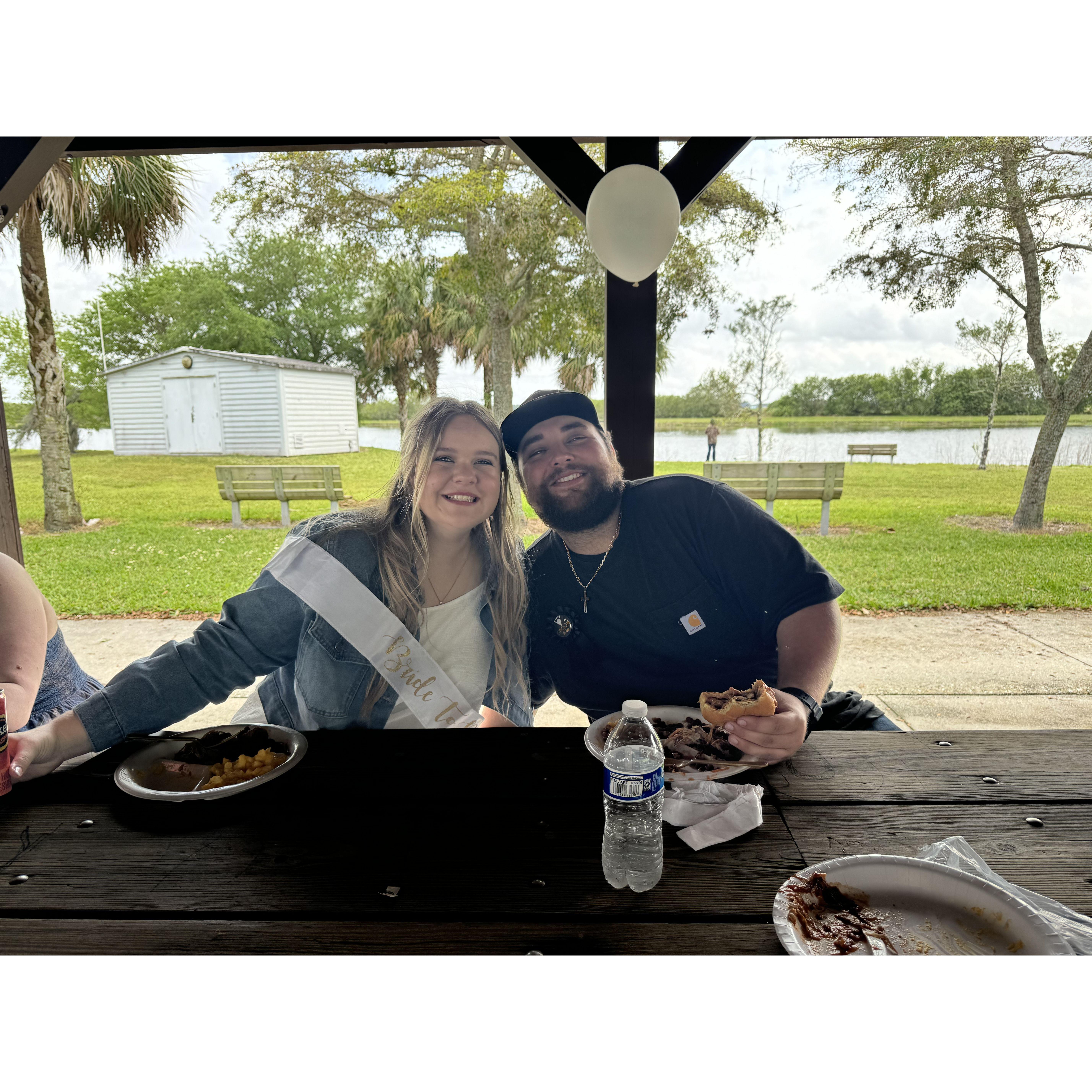 Our engagement party with our friends