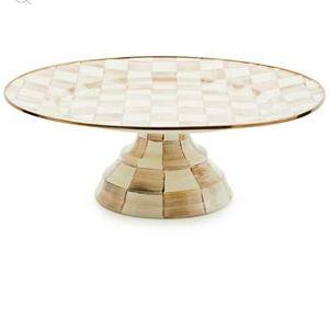 Mocha Check Large Pedestal Platter