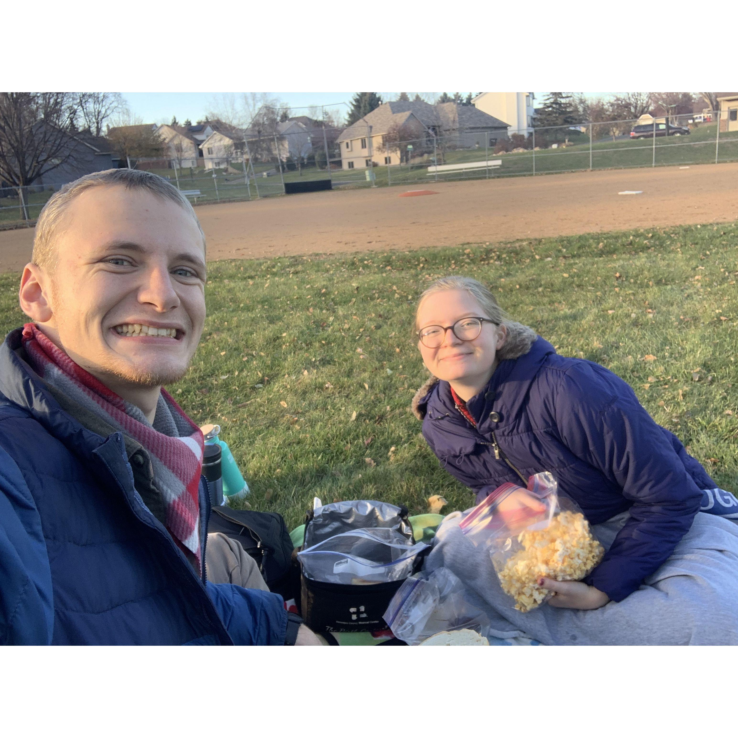 A picnic while out touring venues