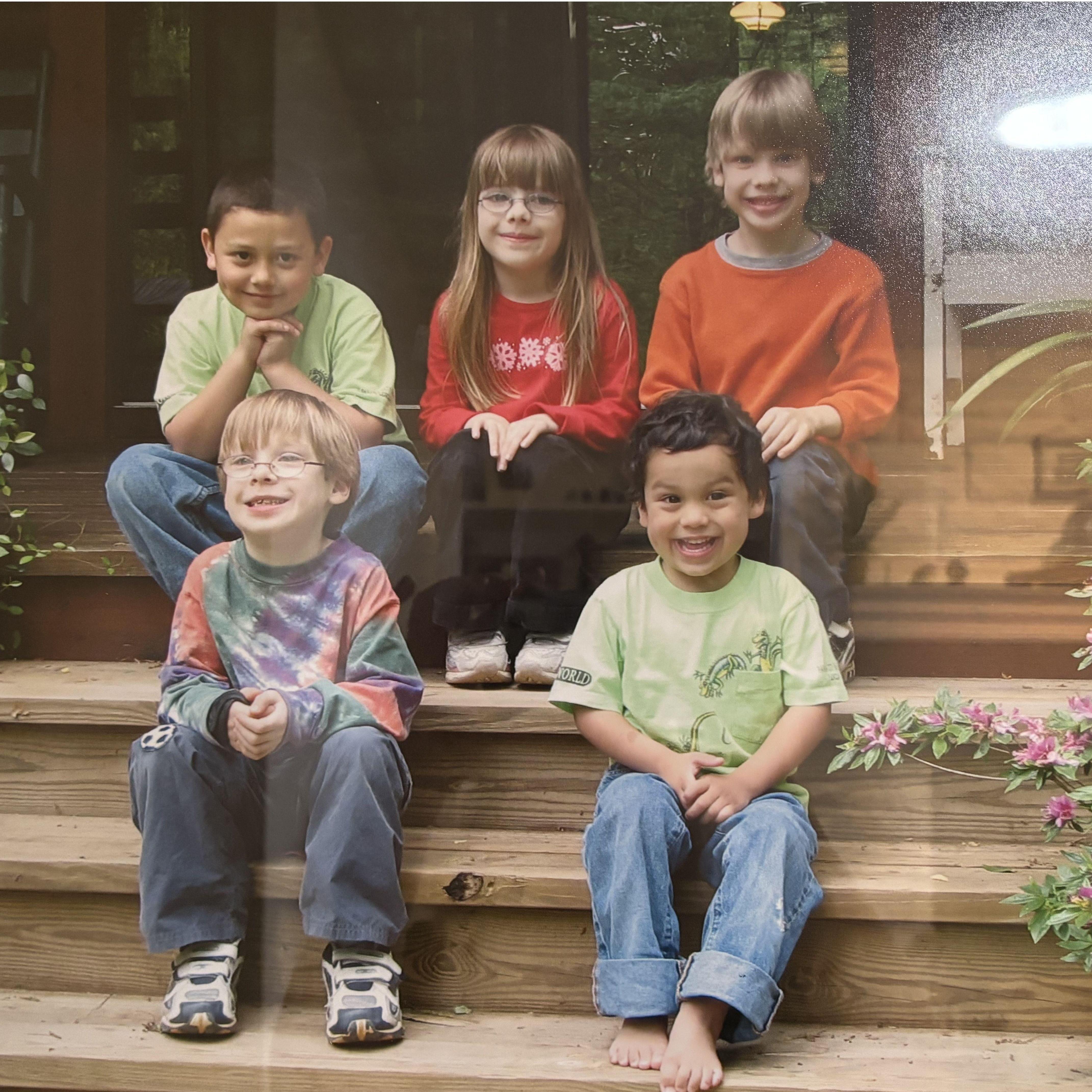 Peter with his siblings and cousins at Granny's cabin in Georgia.