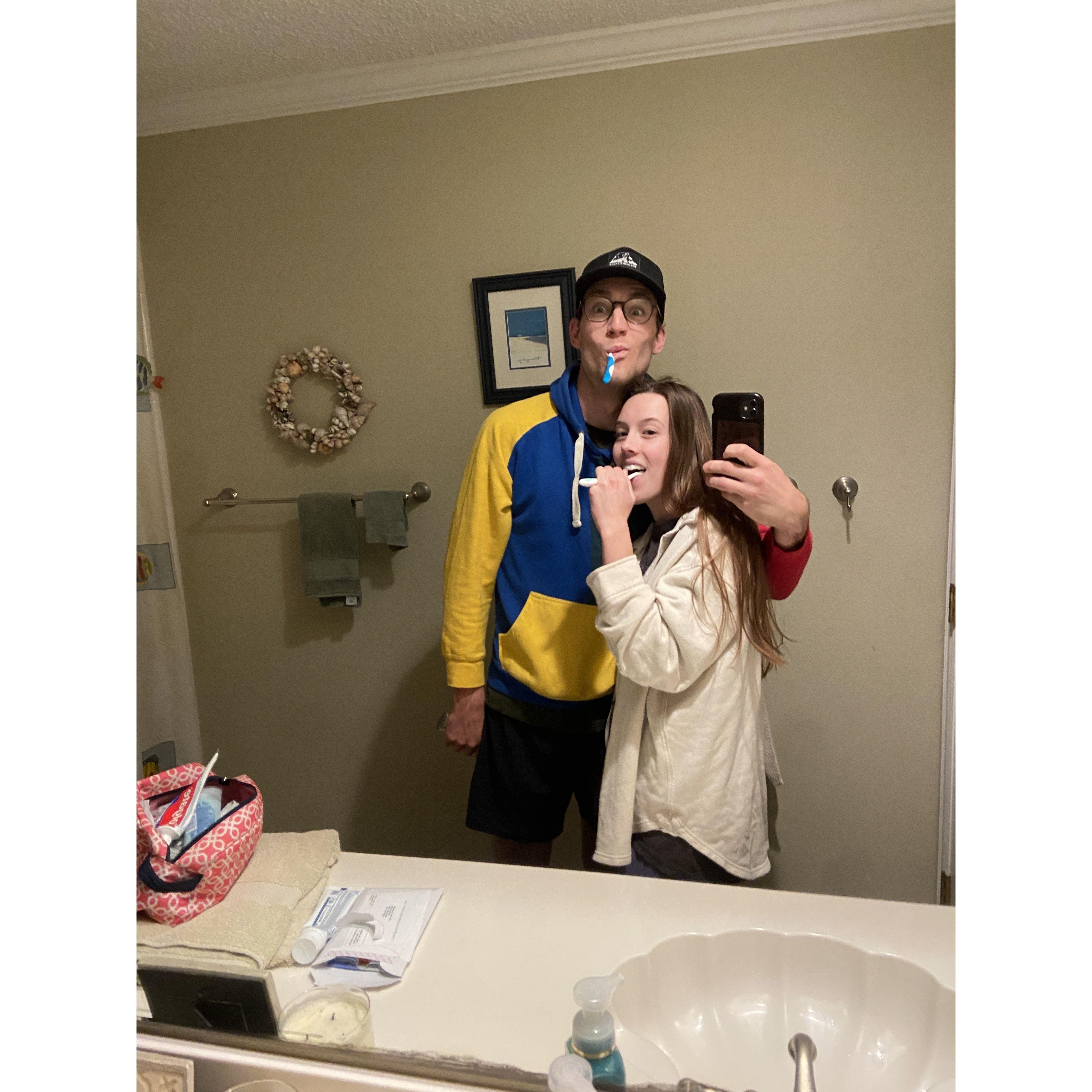 Getting ready together at Janae's parent's house