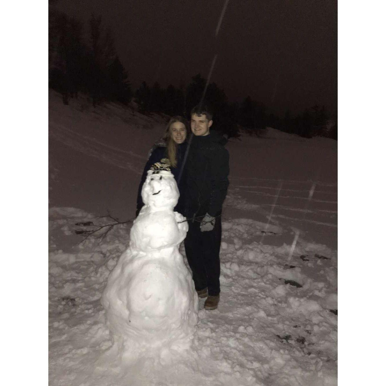 December 2022 - Making our first snowman at the University of Idaho Golf Course