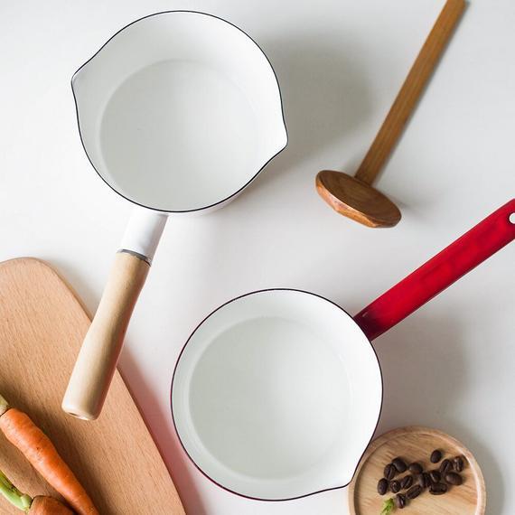 1000ml Enamel Milk Pot Baby Breakfast Milk Coffee Saucepan Cookware Kitchen Soup Pot Gas Stove Induction Cooke Sauce Pan