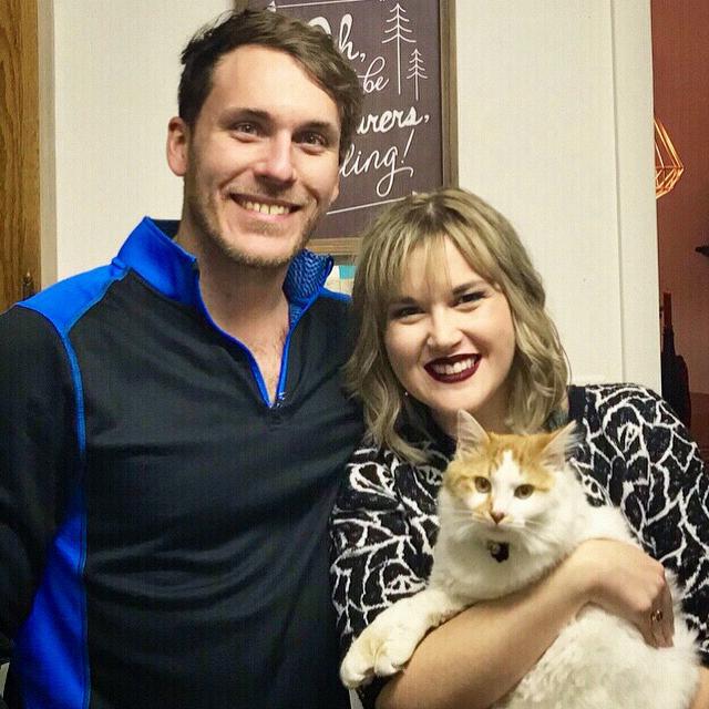 While Dainee's cat Spruce was hesitant of Brycen at first, he is now Spruce's second favorite person.