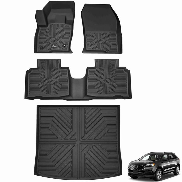 KARPAL Floor Mats for 2015-2024 2025 2026 Ford Edge, Custom Fit TPE All Weather Ford Edge Accessories 1st & 2nd Row Floor Liner & Trunk Mat