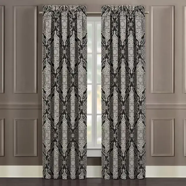 J. Queen New York™ Vera 84-Inch Rod Pocket Window Curtain Panel Pair in Black