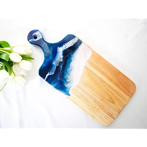 Ocean Theme Wood Cutting Board with handle or Cheese Serving Board Party Tray Coastal Decor