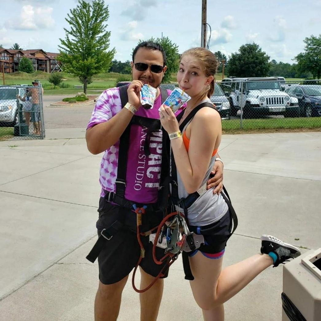 Julio and I after our zip lining and areal ropes course!