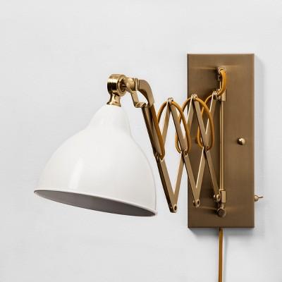 29" x 12.7" Accordion Metal Wall Lamp Gold/White - Threshold™