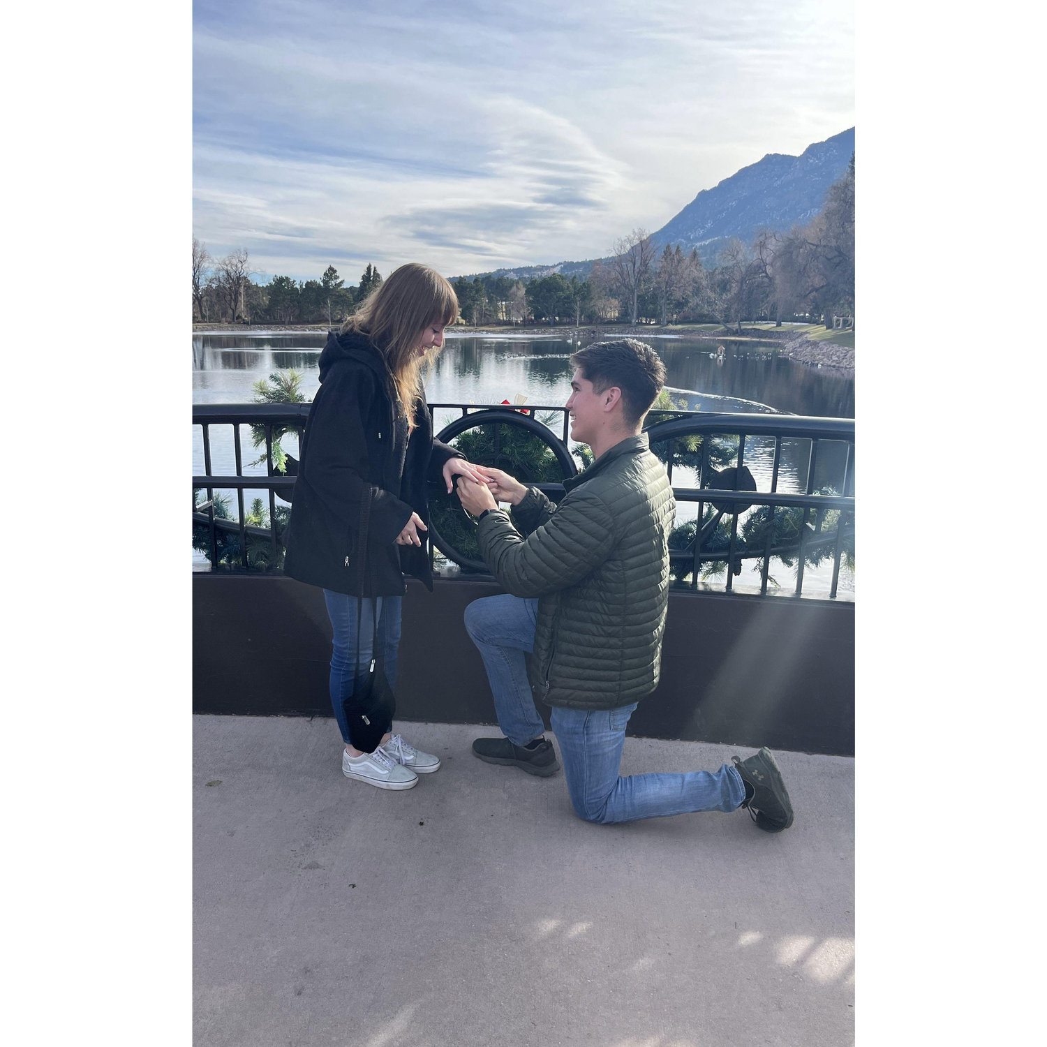Isaac proposed here on the bridge at the Broadmoor Hotel!