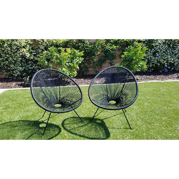 Black Outdoor Woven Lounge Chair,3 Piece Set