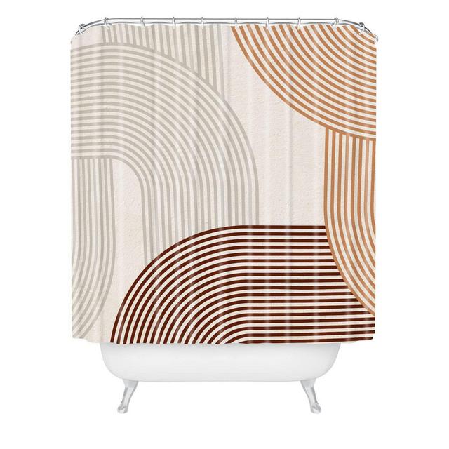 Iveta Abolina Mid Century Line Art Shower Curtain Brown - Deny Designs