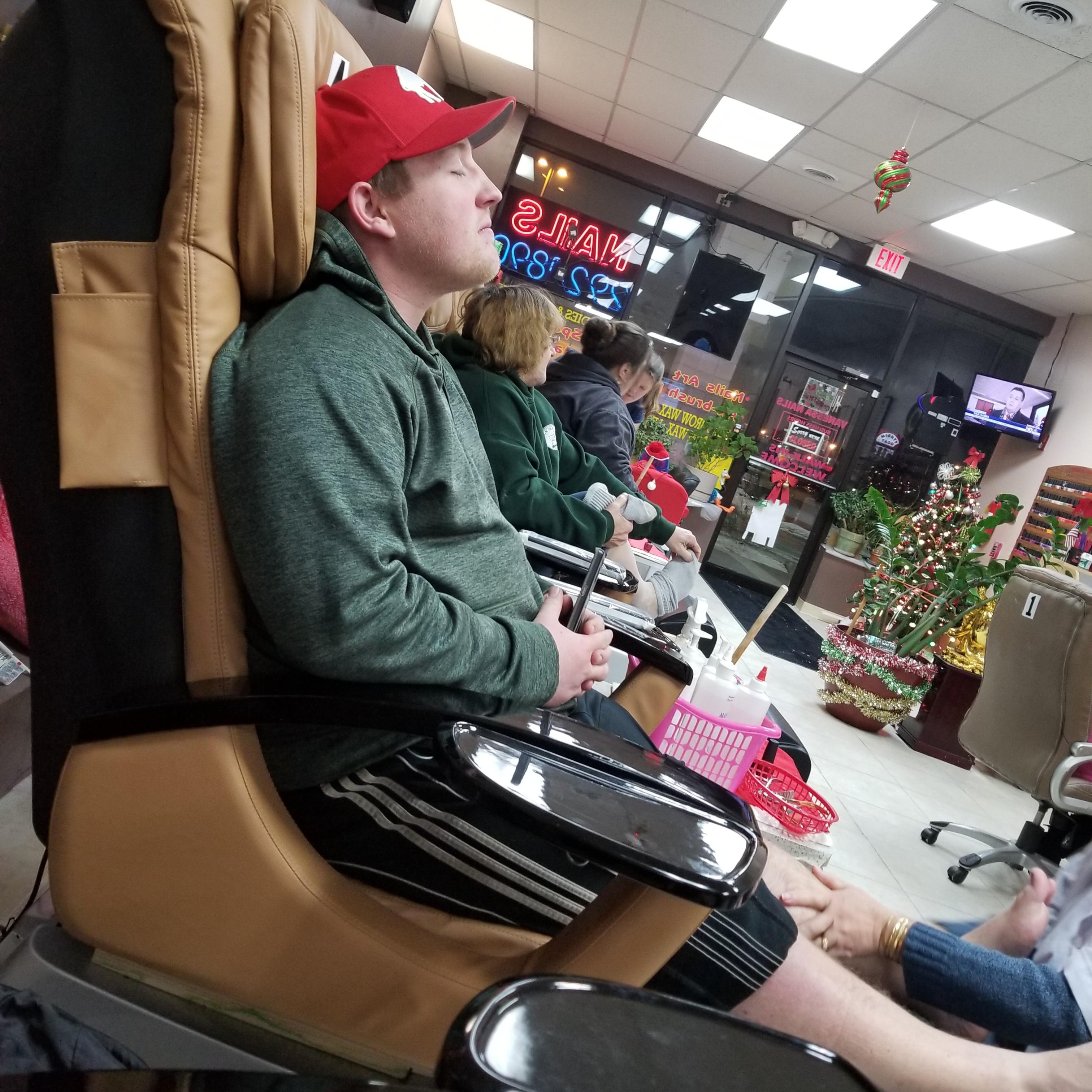 Andy loves his pedicures.