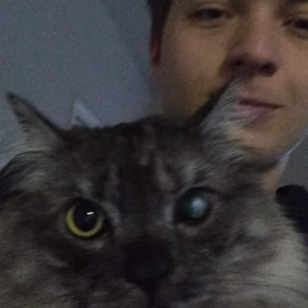 Josh with his cat, Kasper / Josh con su gato, Kasper