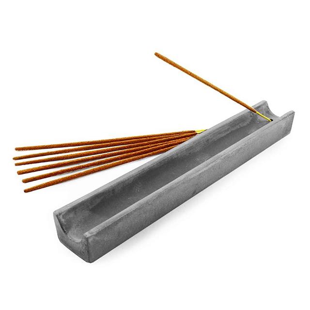 Slice of Goodness Gray Cement Rectangular Incense Holder - Modern Minimalist Upright Standard Size Incense Burner - Incense Sticks Not Included
