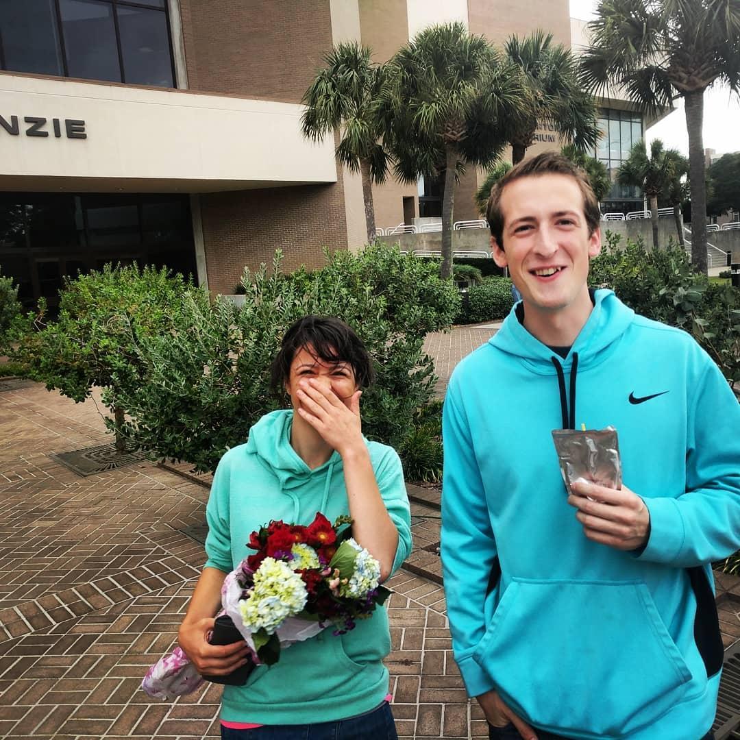 Our first Fine Arts together!
So naturally, a hurricane came through. But he got me beautiful flowers and I got him a capri sun so we still had a good time.