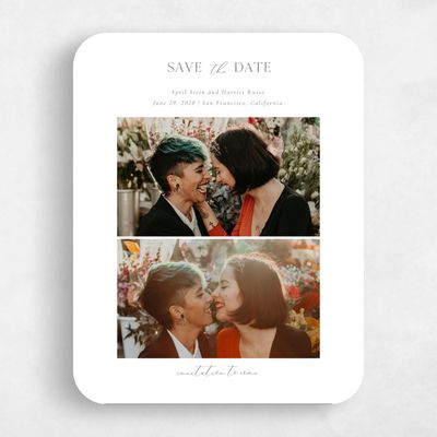 White Rounded Wedding Save the Date - Ashbey Multiphoto