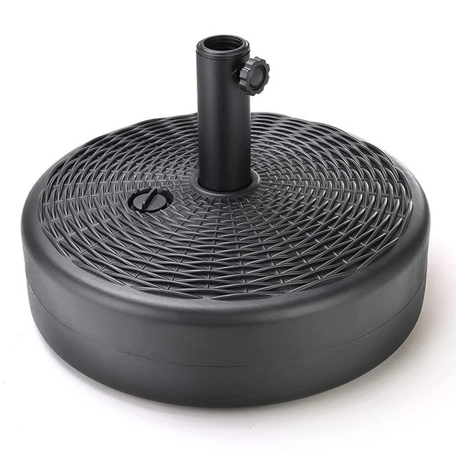 Home Zone Living 40lb Round Fillable Patio Umbrella Base Stand, 18in, Pole Holder, Water, Sand, Fits Poles Up to 1.9in(48mm) Diameter, UV Resistant, Lawn, Deck, Backyard, Garden, Spa, Pool, USA-Based