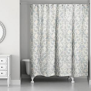 Designs Direct Damask Shower Curtain in Blue