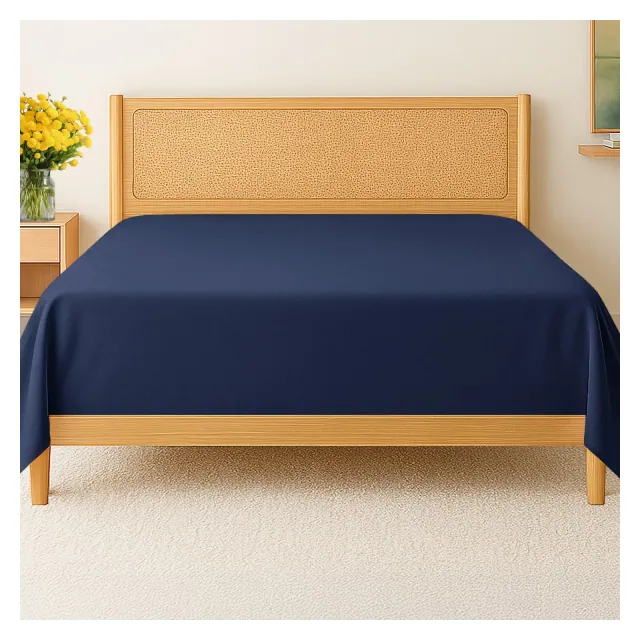 CGK Linens Premium Flat Sheet Ultra Soft & Breathable - Cozy & Wrinkle Resistant Top Sheet in Navy Blue, Size King