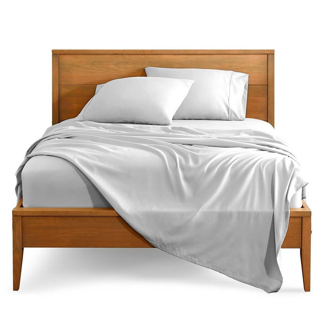 Bare Home Split Head Flex King Sheet Set - 1800 Ultra-Soft Microfiber Bed Sheets - Double Brushed - Deep Pockets - Easy Fit - 4 Piece Set - FlexTop King Bedding (Split Head Flex King, Cloud Grey)