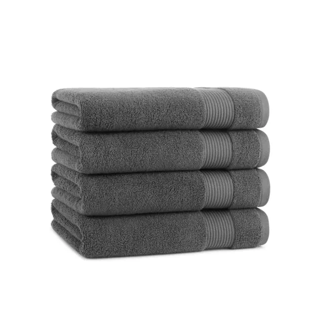 Host & Home Soft & Absorbent 100% Cotton Luxury Bath Towels , 27x54, Quick-Drying, Dobby Border, Pewter Grey