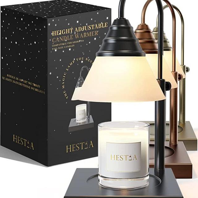 Hestia Magic Candle Warmer, Top Shade Gooseneck Beacon Style Candle Melter, Electric Lantern for Large Jars, Adjustable Heater Compatible with Yankee and 3 Wick Candles, 110-120V (Dimmer, Black)
