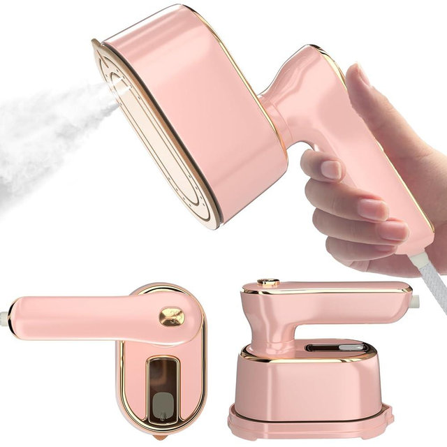 Travel Steamer Iron for Clothes Mini - Portable Ironing Machine Travel Small Size Portable Steamer Travel College Dorm Home Essentials Steamer for Clothes (Coralpink)