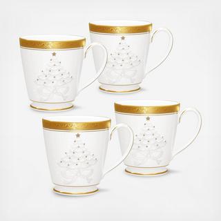 Crestwood Gold Holiday Accent Mug, Set of 4