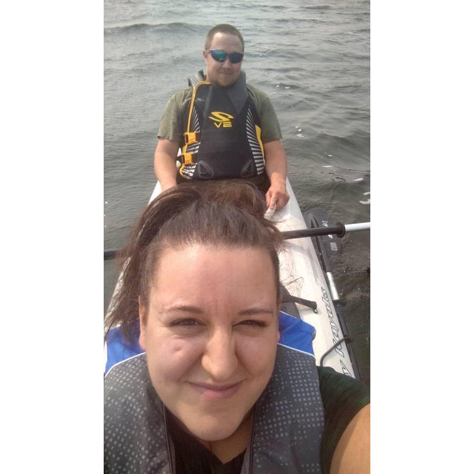 Having fun on our kayak