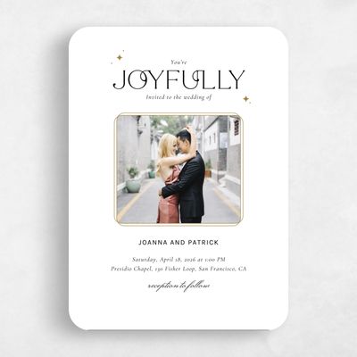 White Rounded Wedding Invitation - Jelani Photo