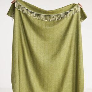 Solid Herringbone Throw Blanket in Fern