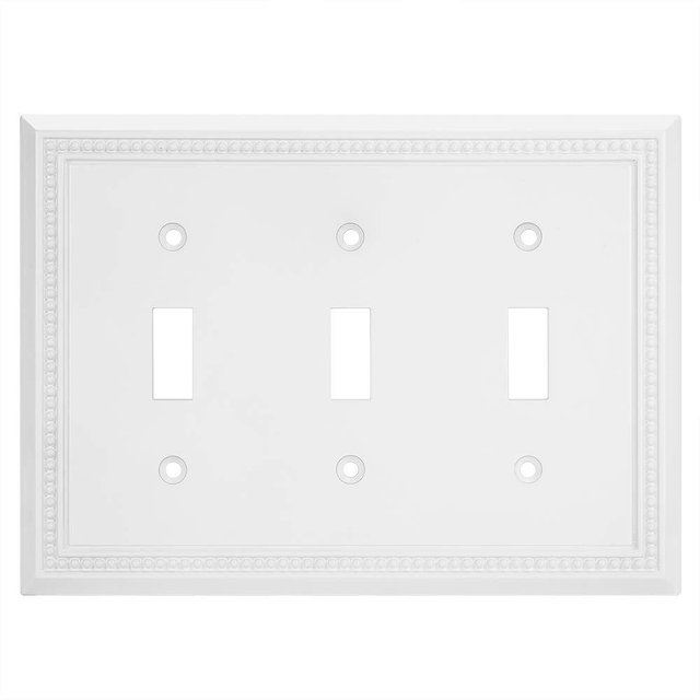 Henne Bery Sunken Pearls Heavy Duty Decorative Wall Plate Switch Plate Outlet Cover (Triple Toggle, White)