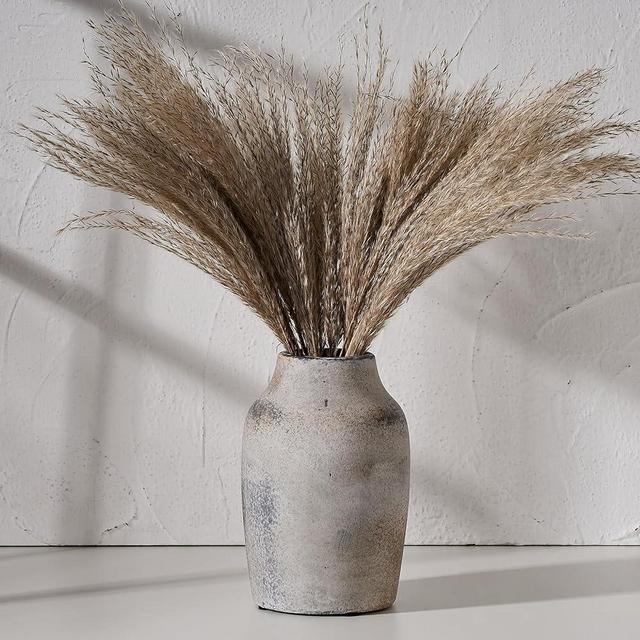 SIDUCAL Ceramic Rustic Farmhouse Vase | 7.2 Inch Pottery Decorative Flower Vase for Home Decor | Whitewashed Terracotta Boho Vase for Table, Living Room, Bathroom Decoration, Shelf Decor, Mantel