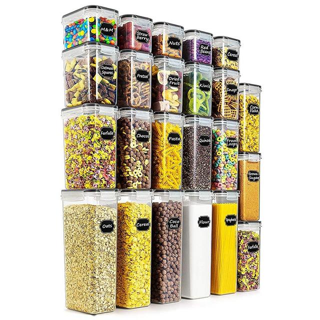Wildone Airtight Food Storage Containers - BPA Free Cereal & Dry Food Storage Containers Set of 23 for Sugar, Flour, Snack, Baking Supplies, with Free Chalkboard Labels & Marker Pen