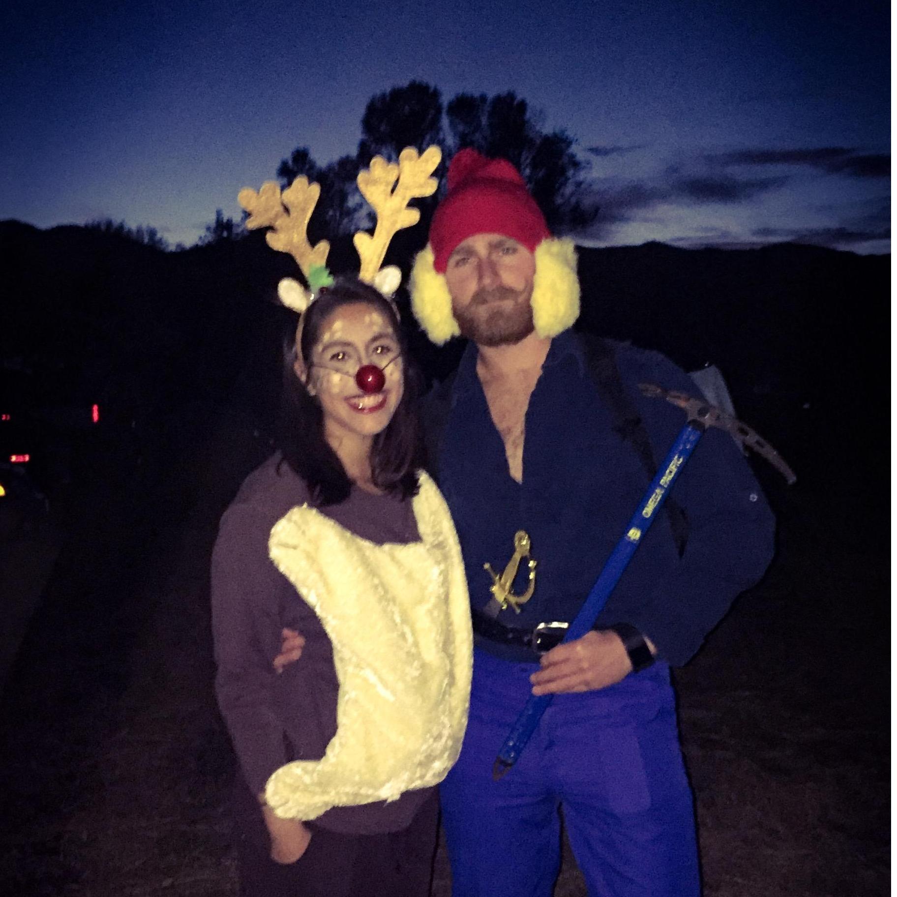 Yukon Cornelius and Rudolph stomping around at Holler!ween