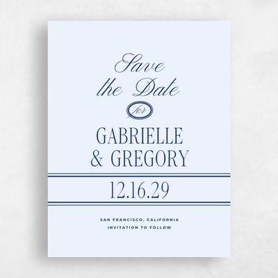 Dark Blue Wedding Save the Date - Querido Portrait