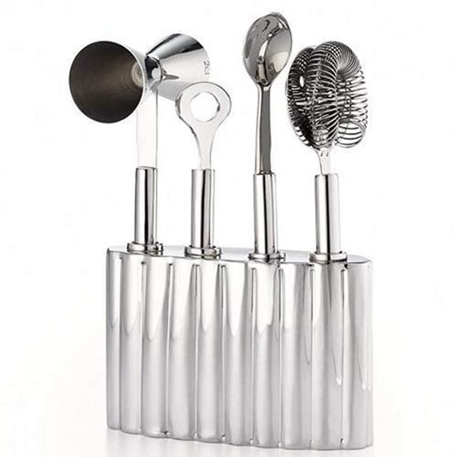 Mary Jurek Design Silhouette Bar Tool Set with Holder, Stainless Steel