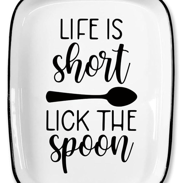 Levaukiem Funny Life Is Short Lick the Spoon Rest, Ceramic Spoon Rest for Stove Top Large Spoon Holder Kitchen Décor, for Cooking Lovers Friends Women Chef Housewarming Gifts