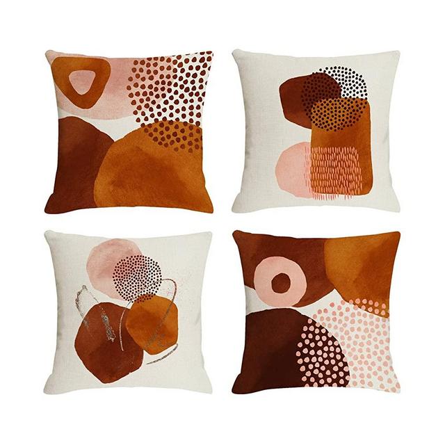 Jartinle Burnt Orange Boho Abstract Art Throw Pillow Covers 18x18 Accent Mid Century Modern Pillow Covers Geometric Minimalist for Couch Set of 4