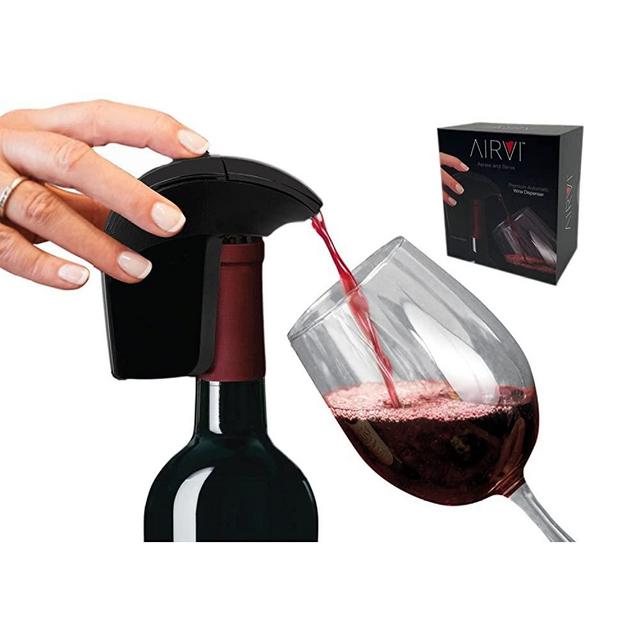 AirVi Automatic Wine Dispenser, Electric Wine Aerator Pourer, Luxury Air Wine Decanter for Red and White Wine (Black, 1 Unit)