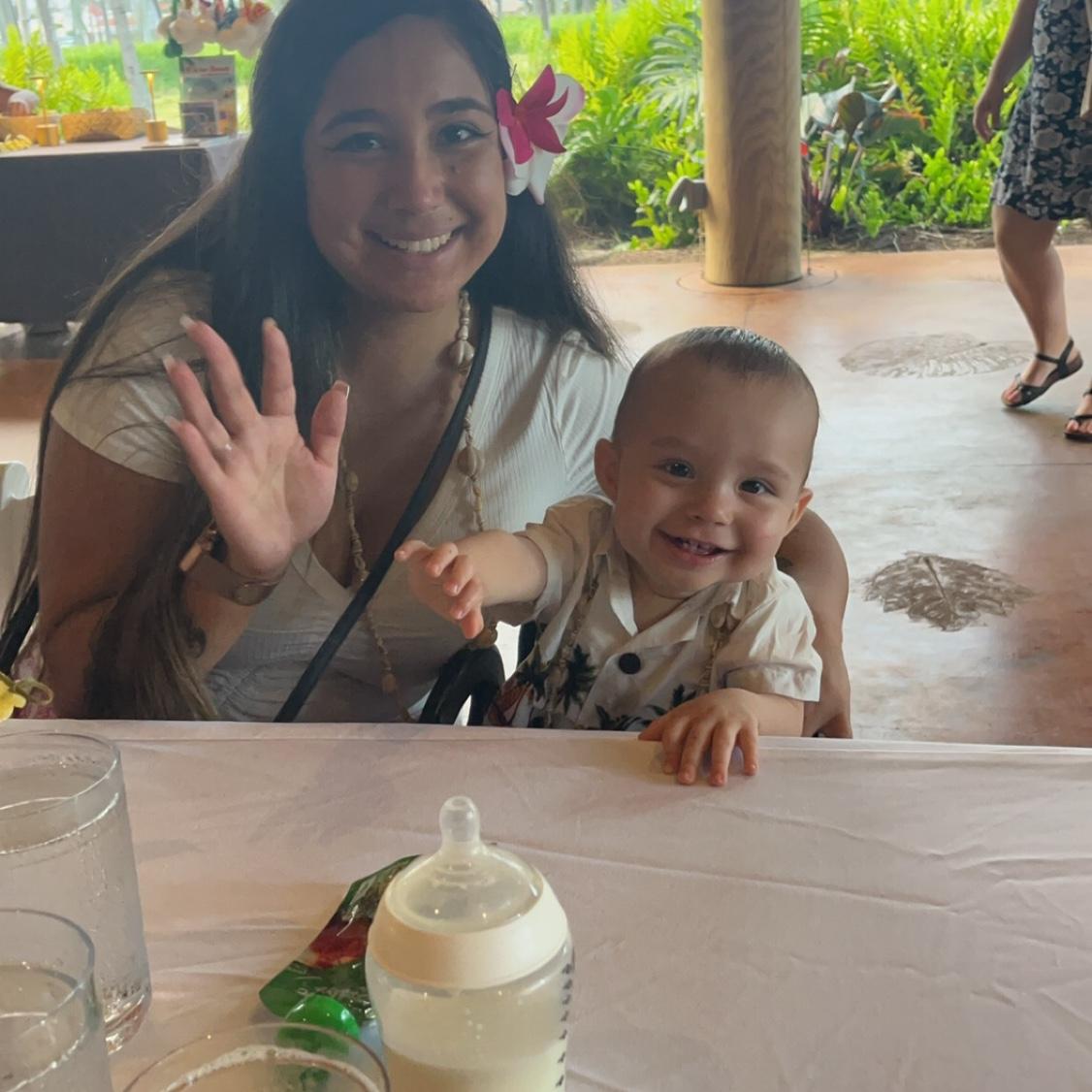Fabian and mommy and Hawaiian luau!