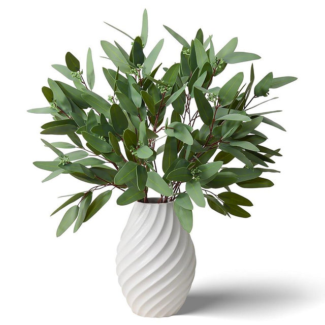 Ziwon Artificial Eucalyptus Stems, Real Touch Faux Greenery for Vase Decor, Realistic Fake Eucalyptus Branches，32 inches, 4 Packs
