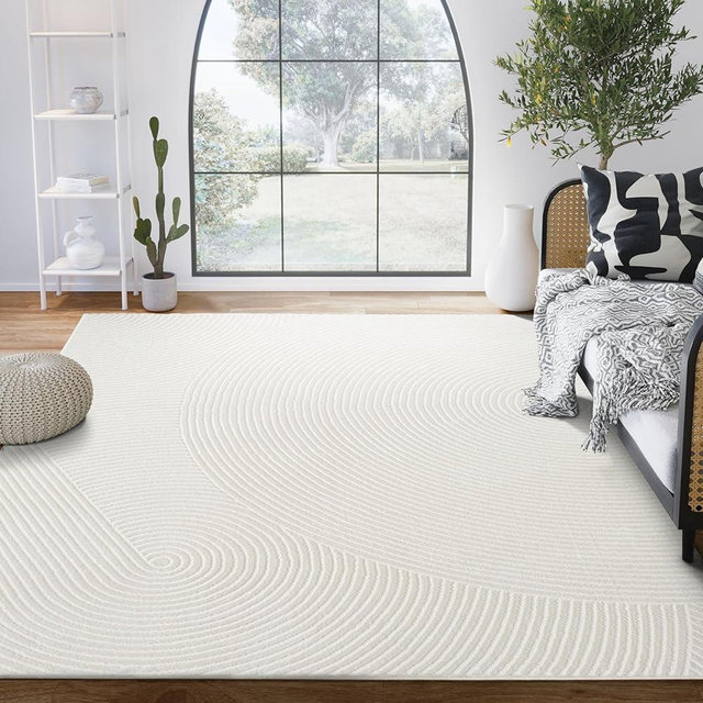 Abani Cream Area Rug for Living Room, Bedroom - Zen Reiki Pattern- 5 x 8 -Durable & Easy to Clean