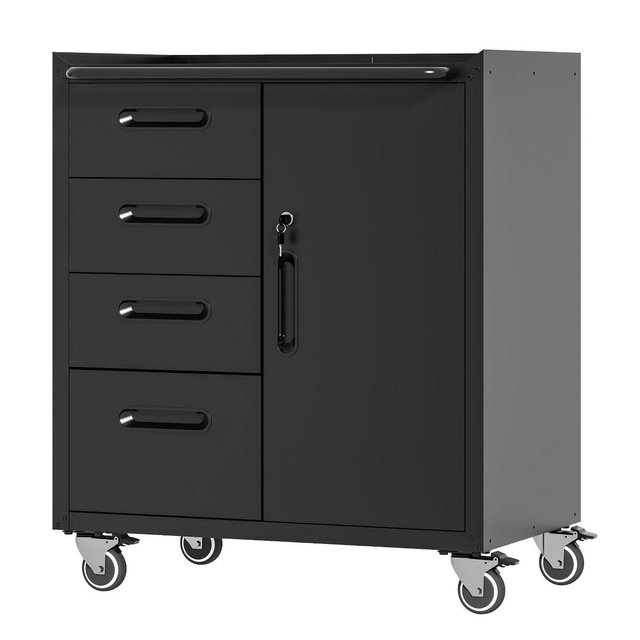VIYET 35"H Heavy-Duty Steel Tool Cabinet with Wheels-Categorized Drawers+Lockable Storage ,Garage/Home/Office/Workshop,black