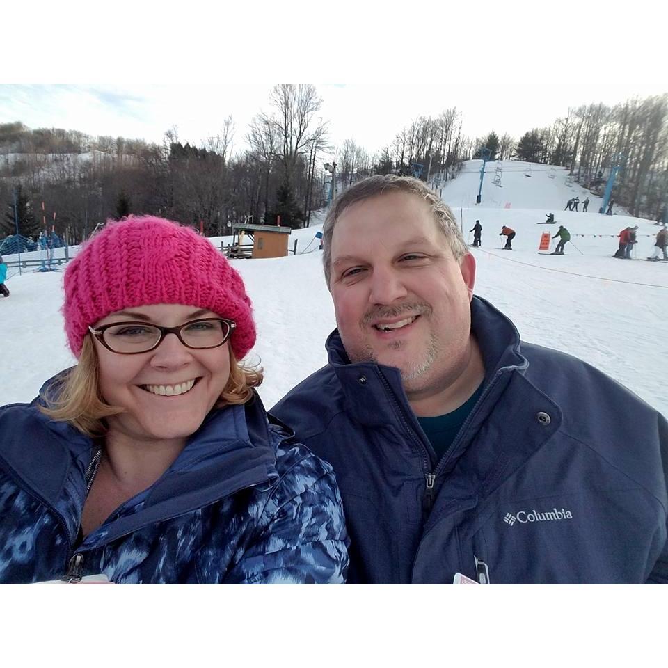 Well we do have fun!  Except this trip perhaps.  This was snapped right before Donnie injured himself on this ski trip!