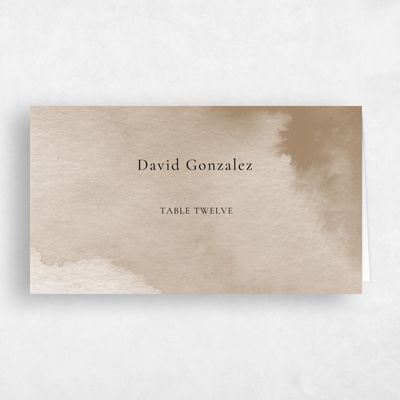 Tan, Brown Wedding Place Card - Livonia