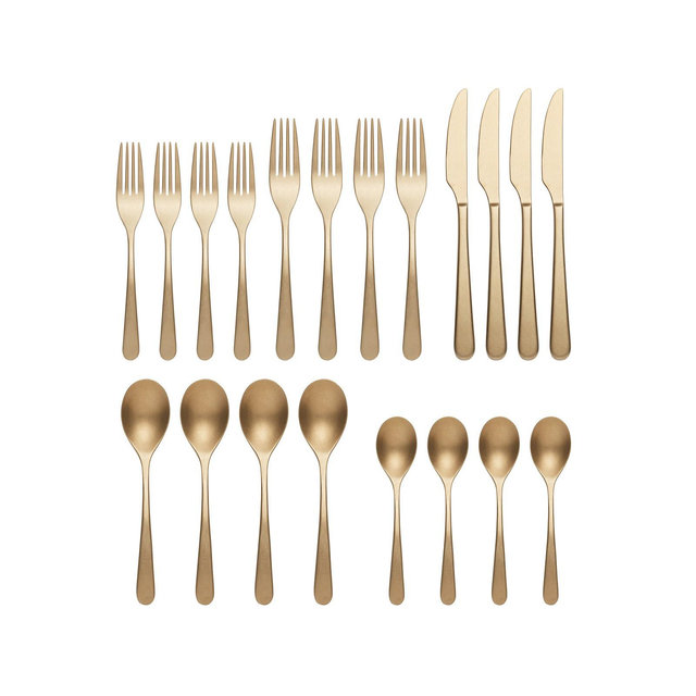 Oneida Kenbrook Champagne Tumbled 20 Piece Everyday Flatware Set, Service For 4