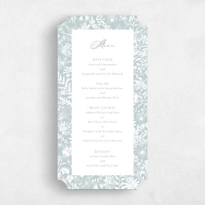 Blue Ticket Wedding Menu - Wildbloom